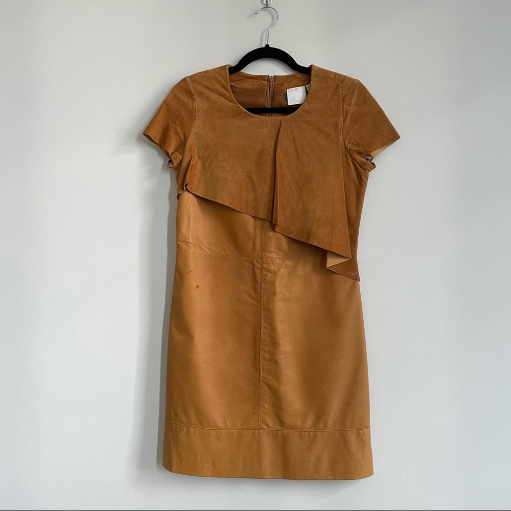 Camel Leather Suede Dress